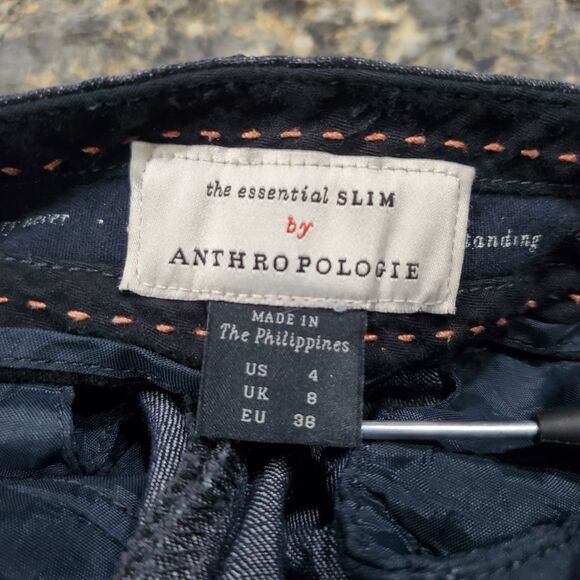 THE ESSENTIAL SLIM by Anthropologie Pants Womens 4 Black Denim Stretch Tapered - Picture 7 of 8